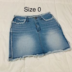 Denim fringe skirt